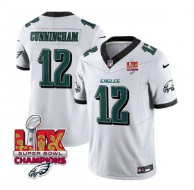 Cheap Men\'s Philadelphia Eagles #12 Randall Cunningham White 2025 Eagles Logo Super Bowl LIX Patch New F.U.S.E. Vapor Limited Football Stitched Jersey