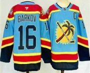 Cheap Men's Florida Panthers #16 Aleksander Barkov Blue 2024 Reverse Retro Stitched Jersey