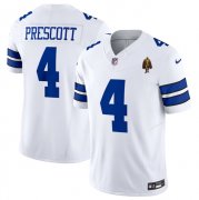 Wholesale Cheap Men's Dallas Cowboys #4 Dak Prescott White 2023 F.U.S.E. With Walter Payton Patch Vapor Limited Football Stitched Jersey