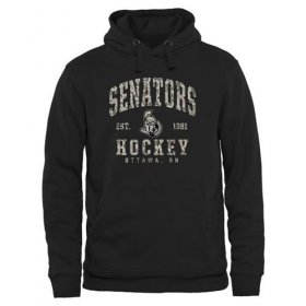 Wholesale Cheap Men\'s Ottawa Senators Black Camo Stack Pullover Hoodie