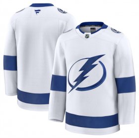 Men\'s Tampa Bay Lightning Blank White 2024-25 Away Stitched Hockey Jersey