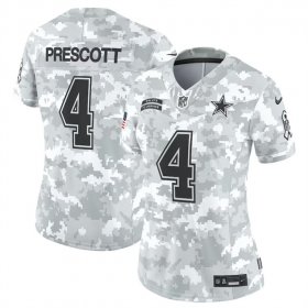 Cheap Women\'s Dallas Cowboys #4 Dak Prescott 2024 F.U.S.E Arctic Camo Salute To Service Limited Stitched Football Jersey(Run Small)