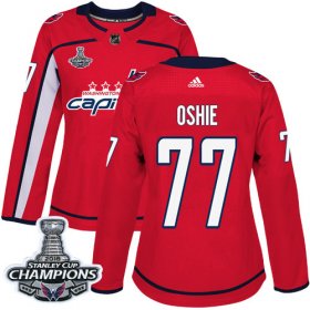 Wholesale Cheap Adidas Capitals #77 T.J Oshie Red Home Authentic Stanley Cup Final Champions Women\'s Stitched NHL Jersey