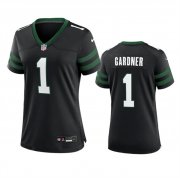 Cheap Women's New York Jets #1 Sauce Gardner Black 2024 Football Stitched Jersey(Run Small)