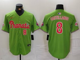 Men\'s Philadelphia Phillies #8 Nick Castellanos Number Green With Patch Stitched Cool Base Nike Jersey