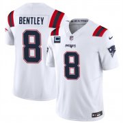 Cheap Men's New England Patriots #8 Ja'Whaun Bentley White F.U.S.E. With 4-Star C Patch Vapor Limited Stitched Football Jersey