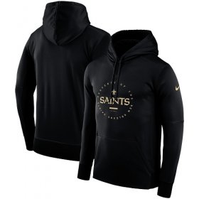 Wholesale Cheap Men\'s New Orleans Saints Nike Black Sideline Property Of Wordmark Logo Performance Pullover Hoodie