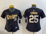 Cheap Women's Los Angeles Dodgers #25 Tommy Edman Black Gold Limited Stitched Baseball Jersey(Run Small)