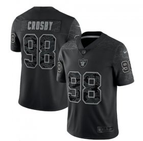 Wholesale Cheap Men\'s Las Vegas Raiders #98 Maxx Crosby Black Reflective Limited Stitched Football Jersey