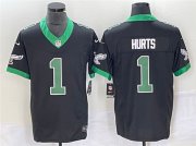 Wholesale Cheap Men's Philadelphia Eagles #1 Jalen Hurts Black 2023 F.U.S.E. Vapor Untouchable Stitched Football Jersey