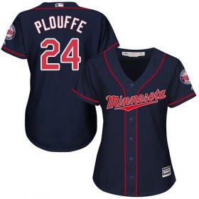 Wholesale Cheap Twins #24 Trevor Plouffe Navy Blue Alternate Women\'s Stitched MLB Jersey