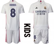 Wholesale Cheap Youth 2020-2021 club Real Madrid home 8 white Soccer Jerseys