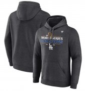 Cheap Men's Los Angeles Dodgers Heather Charcoal 2024 World Series Champions Locker Room Pullover Hoodie