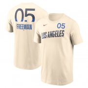 Cheap Men's Brooklyn Dodgers #5 Freddie Freeman Cream 2024 City Connect Fuse Name & Number T-Shirt