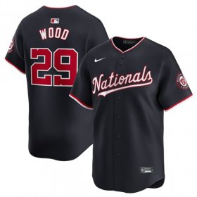 Men\'s Washington Nationals #29 James Wood Navy 2024 Alternate Limited Stitched Baseball Jersey