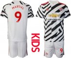 Wholesale Cheap Youth 2020-2021 club Manchester united away 9 white Soccer Jerseys