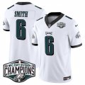 Cheap Men's Philadelphia Eagles #6 DeVonta Smith White 2024 NFC East Champions F.U.S.E. Vapor Untouchable Limited Stitched Football Jersey