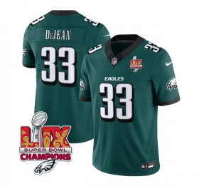 Cheap Men\'s Philadelphia Eagles #33 Cooper DeJean Green 2025 Eagles Logo Super Bowl LIX Patch New F.U.S.E. Vapor Untouchable Limited Football Stitched Jersey