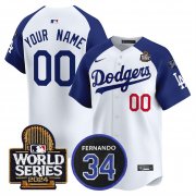 Cheap Men's Los Angeles Dodgers ACTIVE PLAYER Custom White Royal 2024 World Series With Fernando Memorial Patch Limited Stitched Baseball Jersey