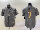 Men's New Orleans Saints #7 Taysom Hill Grey With Patch Cool Base Stitched Baseball Jersey