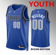 Cheap Youth Dallas Mavericks #00 Brandon Williams Blue Icon Edition Stitched Basketball Jersey