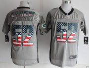 Wholesale Cheap Nike Packers #52 Clay Matthews Grey Men's Stitched NFL Elite USA Flag Fashion Jersey