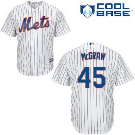 Wholesale Cheap Mets #45 Tug McGraw White(Blue Strip) Home Cool Base Stitched MLB Jersey