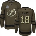 Cheap Adidas Lightning #18 Ondrej Palat Green Salute to Service Youth 2020 Stanley Cup Champions Stitched NHL Jersey