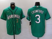 Cheap Men's Seattle Mariners #3 JP Crawford Number Teal Green Stitched Cool Base Nike Jersey