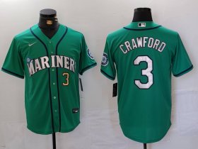 Cheap Men\'s Seattle Mariners #3 JP Crawford Number Teal Green Stitched Cool Base Nike Jersey