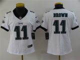 Wholesale Cheap Women's Philadelphia Eagles #11 A. J. Brown White Vapor Stitched Football Jersey(Run Small)