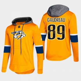 Wholesale Cheap Predators #89 Frederick Gaudreau Gold 2018 Pullover Platinum Hoodie