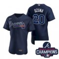 Wholesale Cheap Men Nike Atlanta Braves 20 Marcell Ozuna Blue Alternate Stitched Baseball Stitched MLB 2021 Champions Patch Jersey