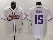 Cheap Men's Minnesota Vikings #15 Joshua Dobbs White Cool Base Stitched Baseball Jersey