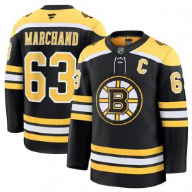 Men\'s Boston Bruins #63 Brad Marchand Black 2024-25 Home Stitched Hockey Jersey