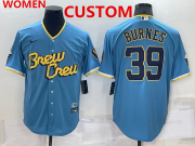 Women's Milwaukee Brewers Custom Blue 2022 City Connect Cool Base Stitched Jersey