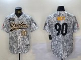 Cheap Men's Pittsburgh Steelers #90 T.J. Watt 2024 Arctic Camo Salute To Service Stitched Baseball Jerseys