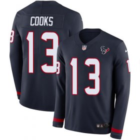 Wholesale Cheap Nike Texans #13 Brandin Cooks Navy Blue Team Color Men\'s Stitched NFL Limited Therma Long Sleeve Jersey