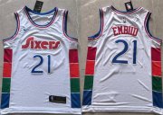 Cheap Men's Philadelphia 76ers #21 Joel Embiid White 2024 25 City Edition Stitched Jersey