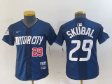 Wholesale Cheap Youth Detroit Tigers #29 Tarik Skubal Navy 2024 City Connect Cool Base Limited Stitched Jerseys