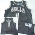 Wholesale Cheap Chicago Bulls #1 Derrick Rose Revolution 30 Swingman All Black With White Jersey