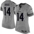 Wholesale Cheap Nike Vikings #14 Stefon Diggs Gray Women's Stitched NFL Limited Gridiron Gray Jersey