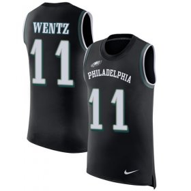 Wholesale Cheap Nike Eagles #11 Carson Wentz Black Alternate Men\'s Stitched NFL Limited Rush Tank Top Jersey