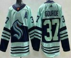 Cheap Men's Seattle Kraken #37 Yanni Gourde Light Green 2022 Reverse Retro Authentic Jersey