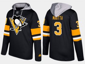 Wholesale Cheap Penguins #3 Olli Maatta Black Name And Number Hoodie