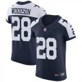 Wholesale Cheap Nike Cowboys #28 Darren Woodson Navy Blue Thanksgiving Men's Stitched NFL Vapor Untouchable Throwback Elite Jersey