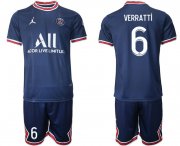 Wholesale Cheap Men 2021-2022 Club Paris Saint-Germain home blue 6 Soccer Jersey