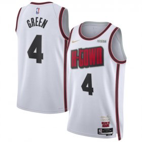 Cheap Men\'s Houston Rockets #4 Jalen Green White 2024-25 City Edition Stitched Jersey