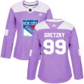 Wholesale Cheap Adidas Rangers #99 Wayne Gretzky Purple Authentic Fights Cancer Women's Stitched NHL Jersey