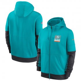 Wholesale Cheap Miami Dolphins Nike Sideline Impact Lockup Performance Full-Zip Hoodie Aqua